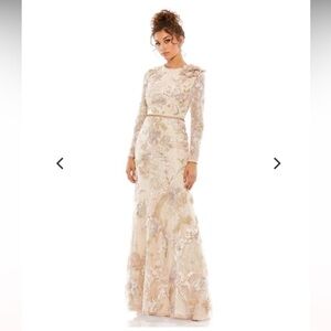 MacDuggal 11174 embroidered floral lace formal dress blush size 4 mother bride